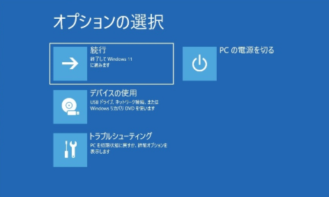 「オプションの選択」画面表示後の操作