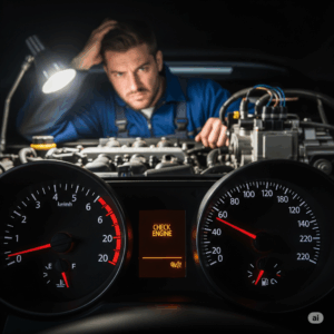 車のエンジンと警告灯