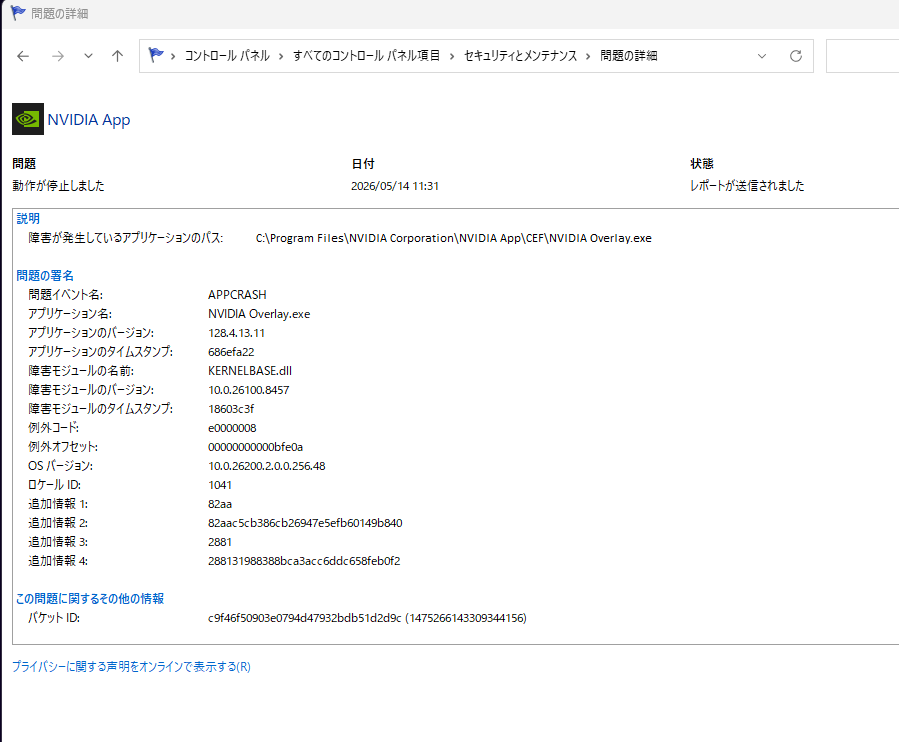 nvidia appエラー